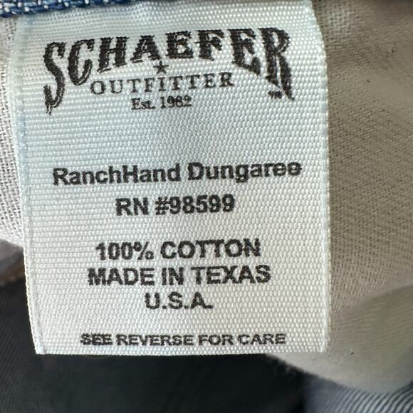 Schaefer Outfitter Ranch Hand Dungaree Jeans Men’s 34x30 Blue Denim Straight USA - Picture 8 of 12